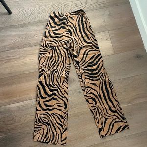 Zara wide leg pants zebra print XS